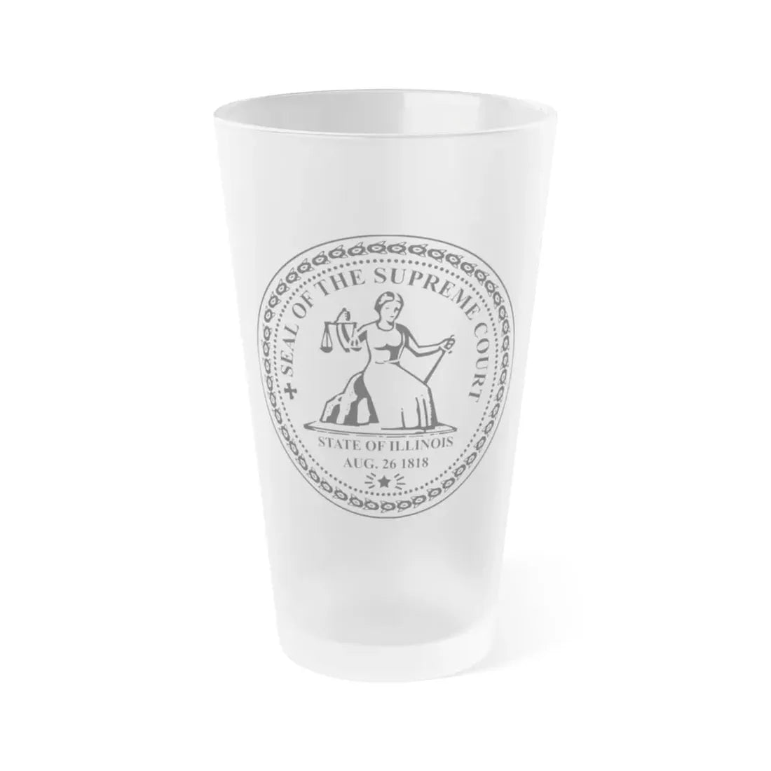Seal of the Supreme Court of Illinois - Frosted Pint Glass 16oz 16oz Frosted - Go Mug Yourself