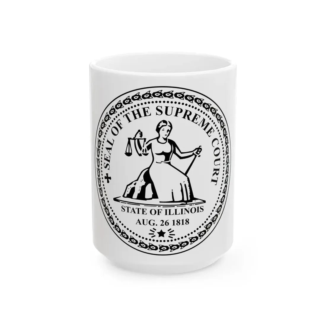 Seal of the Supreme Court of Illinois - White Coffee Mug 15oz - Go Mug Yourself