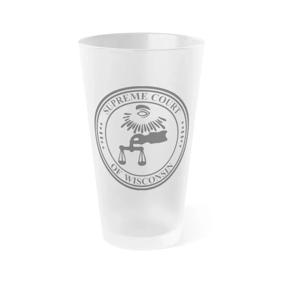 Seal of the Supreme Court of Wisconsin - Frosted Pint Glass 16oz 16oz Frosted - Go Mug Yourself