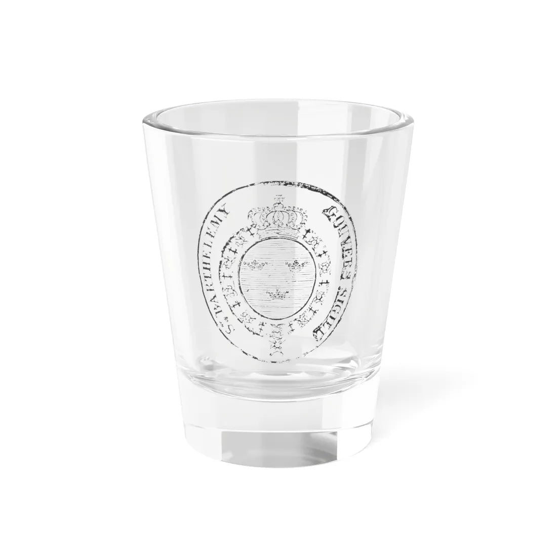 Seal of the Swedish colony of Saint Barthélemy 1784-1877 (Sweden) (Coat of Arms) Shot Glass 1.5oz 1.5oz - Go Mug Yourself