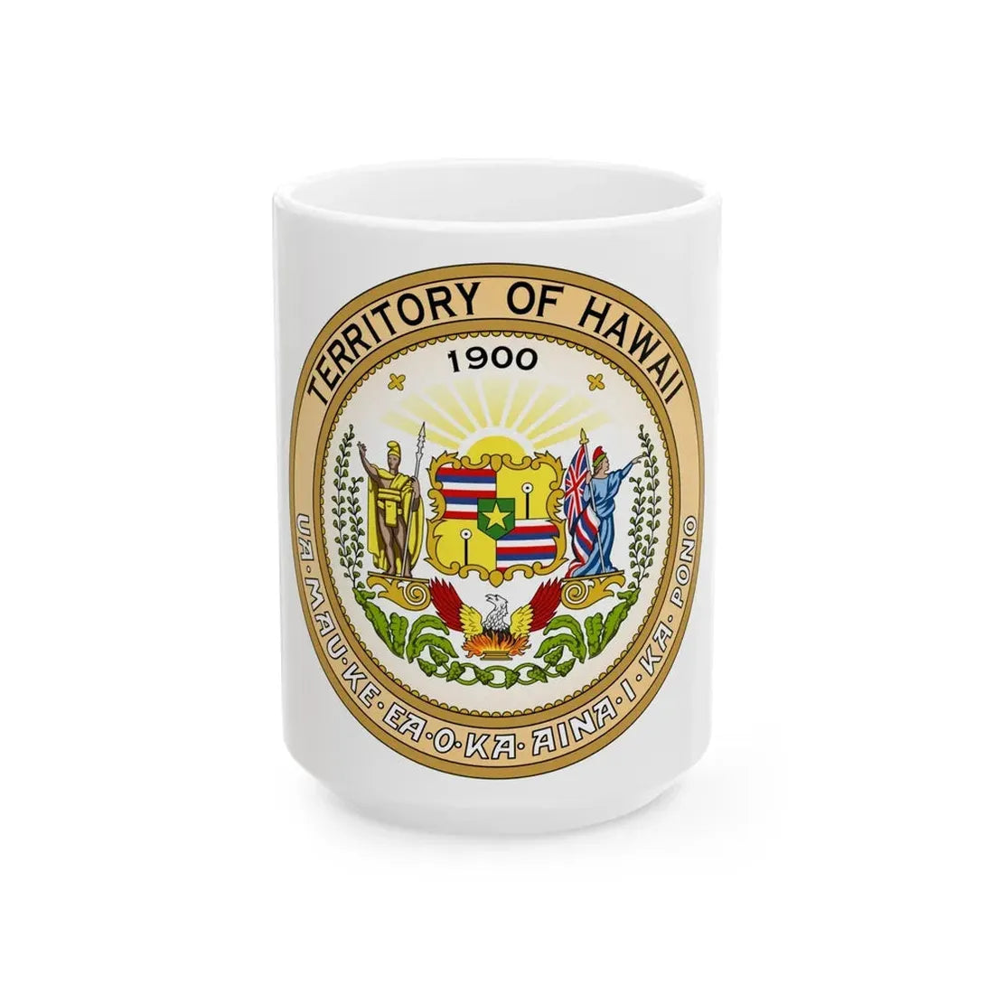Seal of the Territory of Hawaii - White Coffee Mug 15oz - Go Mug Yourself