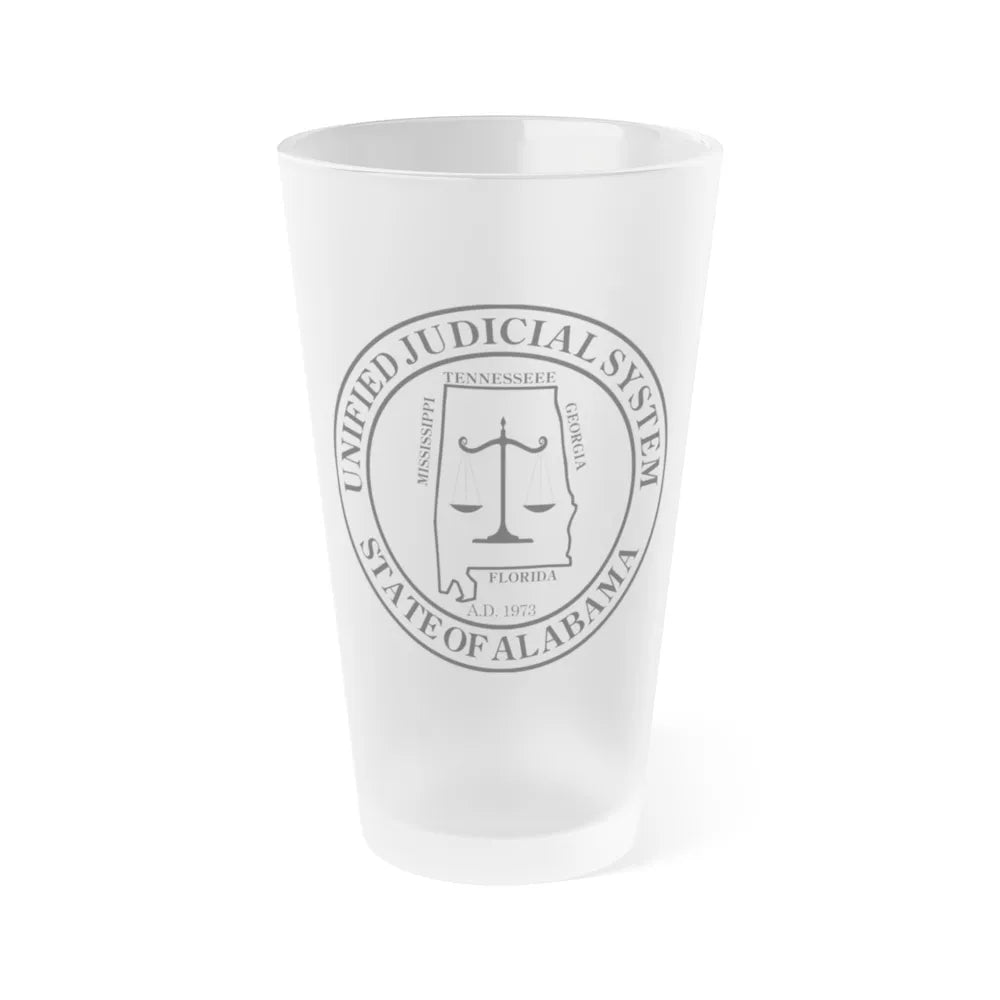 Seal of the Unified Judicial System of Alabama - Frosted Pint Glass 16oz-16oz-Frosted-Go Mug Yourself