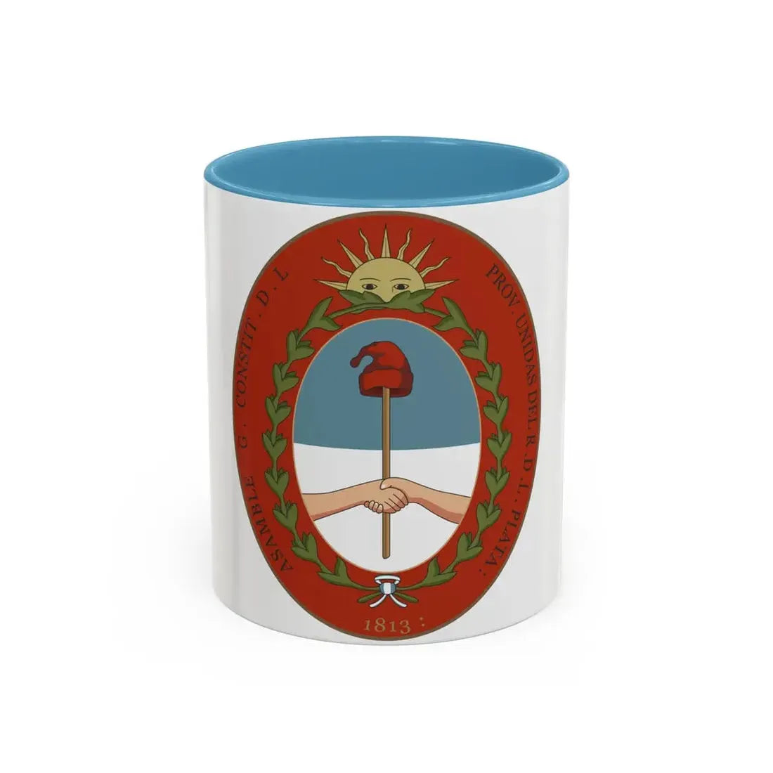 Seal of the United Provinces of the Rio de la Plata - Accent Coffee Mug 11oz Light Blue - Go Mug Yourself