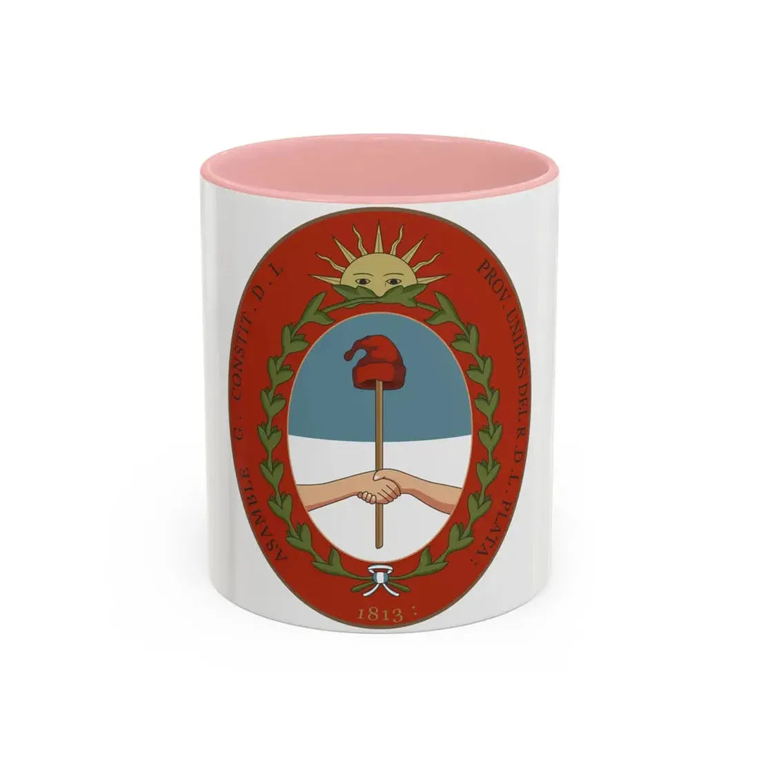 Seal of the United Provinces of the Rio de la Plata - Accent Coffee Mug 11oz Pink - Go Mug Yourself
