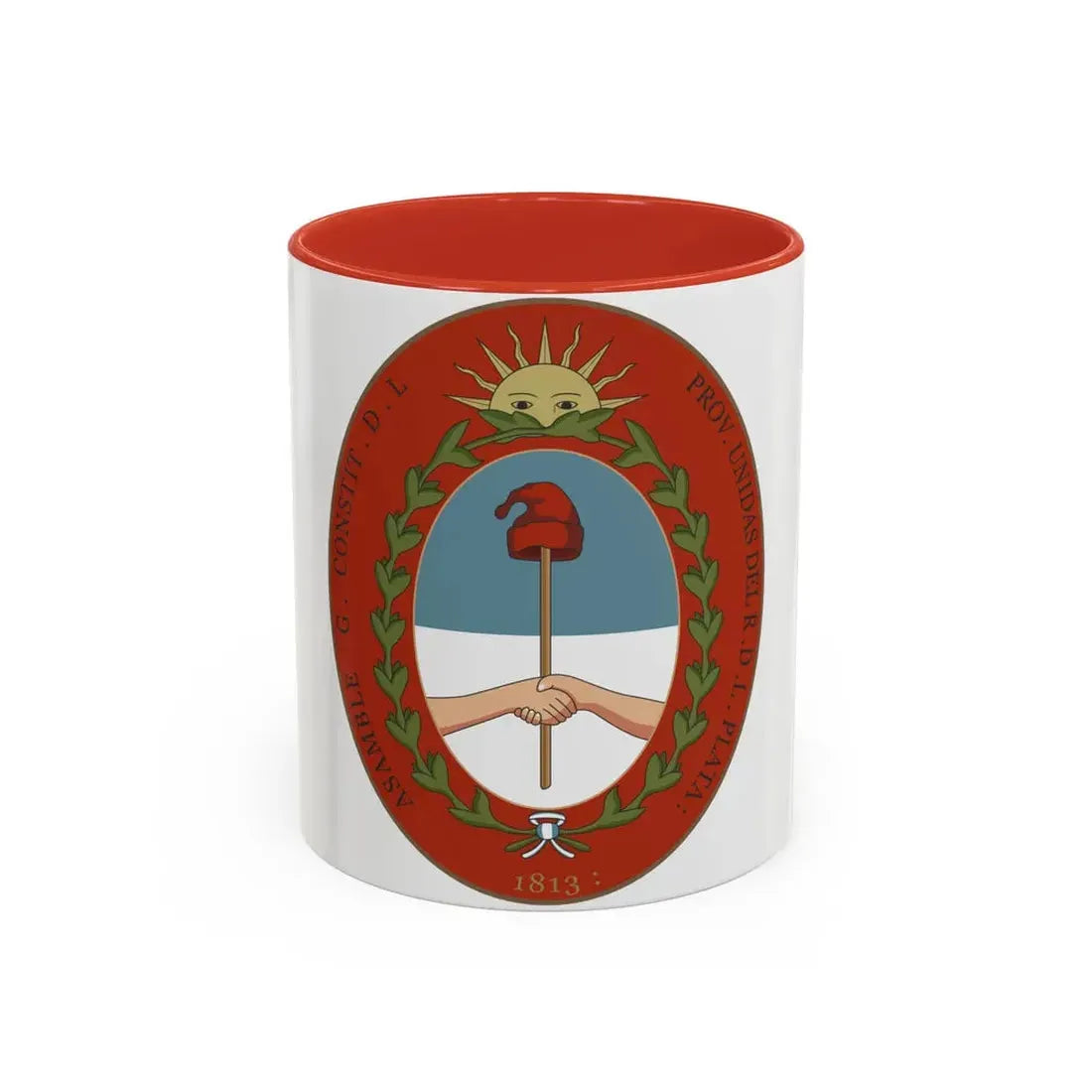 Seal of the United Provinces of the Rio de la Plata - Accent Coffee Mug 11oz Red - Go Mug Yourself