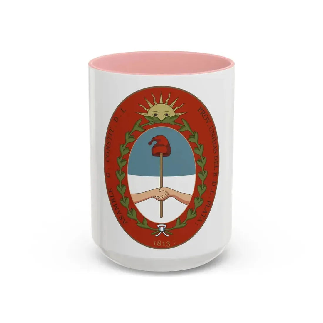 Seal of the United Provinces of the Rio de la Plata - Accent Coffee Mug 15oz Pink - Go Mug Yourself