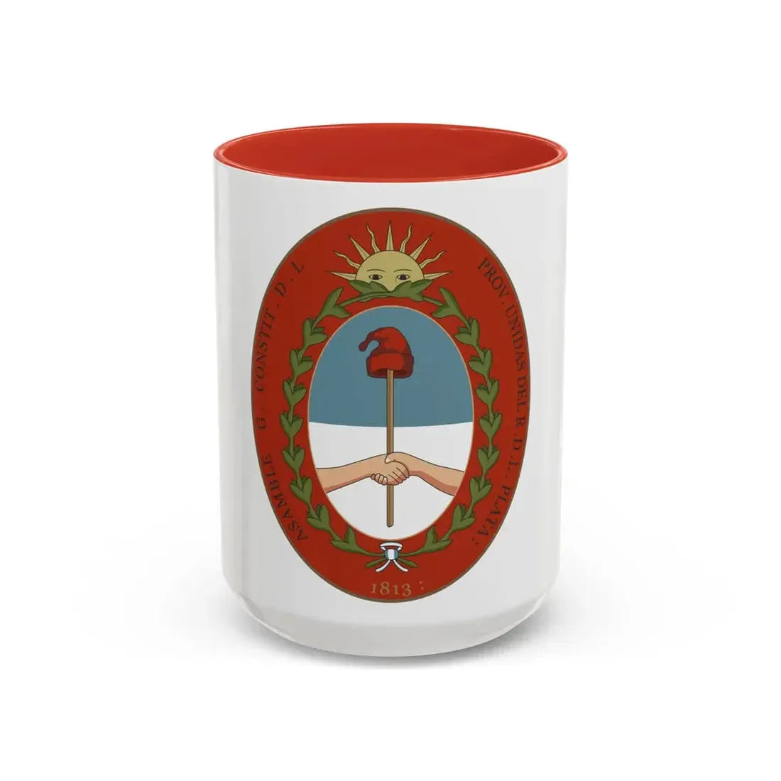 Seal of the United Provinces of the Rio de la Plata - Accent Coffee Mug 15oz Red - Go Mug Yourself