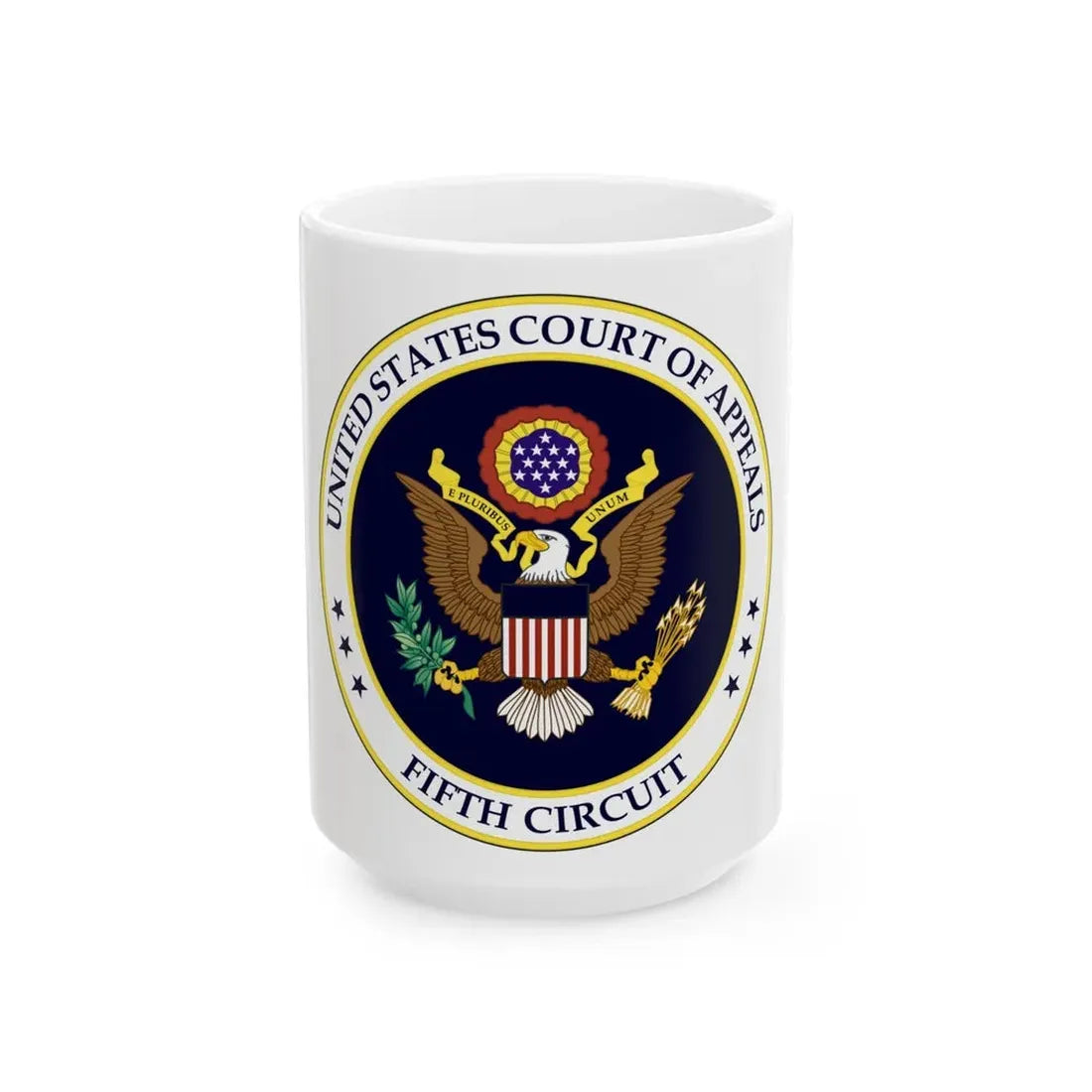 Seal of the United States Court of Appeals for the Fifth Circuit - White Coffee Mug 15oz - Go Mug Yourself