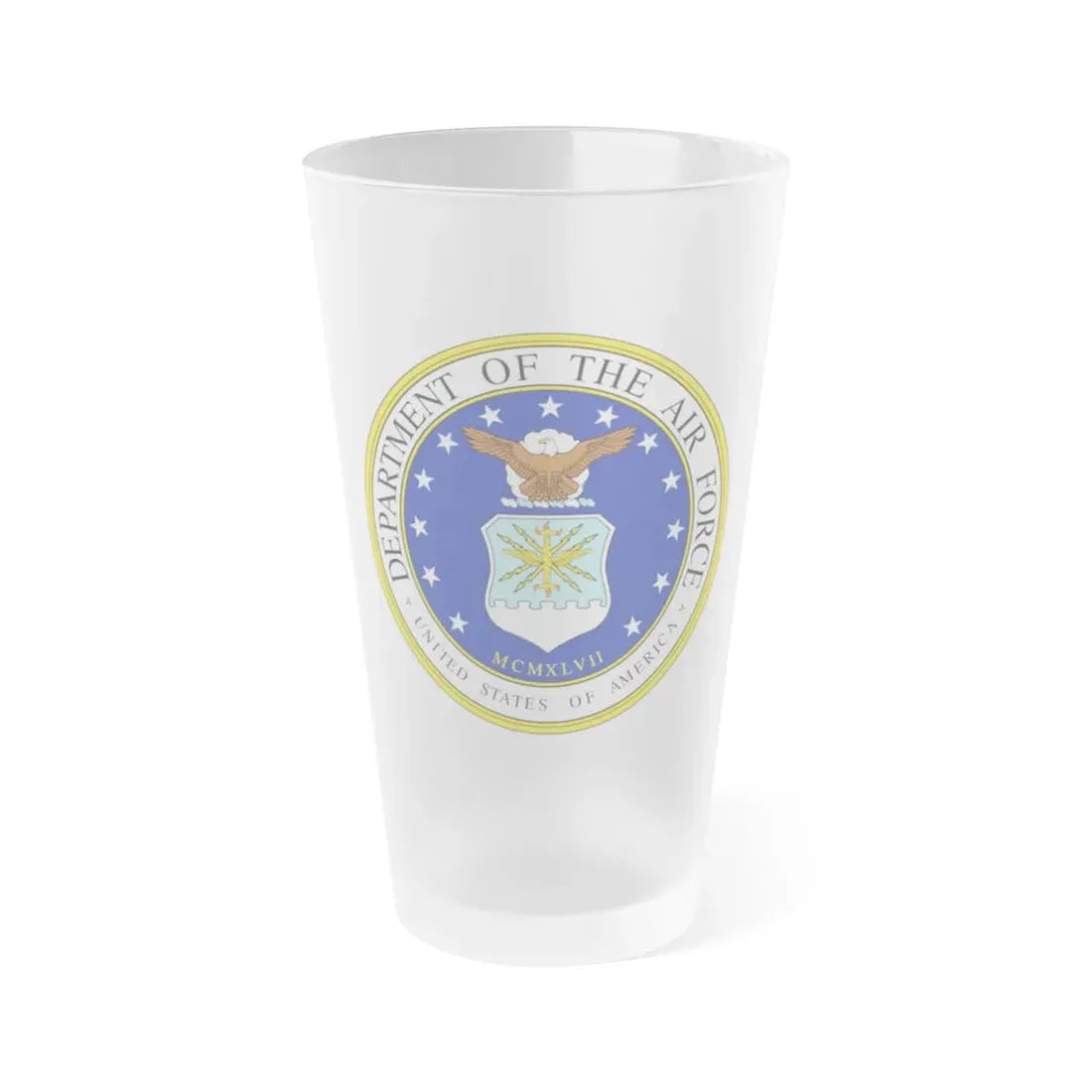 Seal of the United States Department of the Air Force - Frosted Pint Glass 16oz 16oz Frosted - Go Mug Yourself