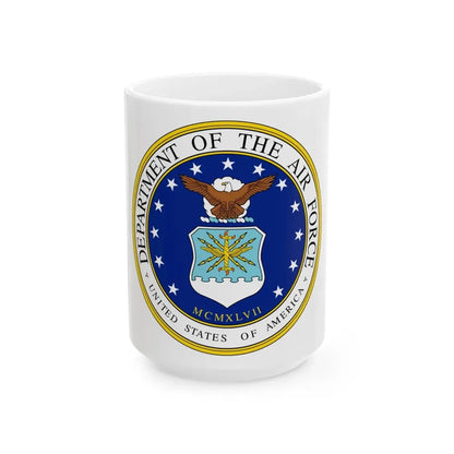 Seal of the United States Department of the Air Force - White Coffee Mug 15oz - Go Mug Yourself