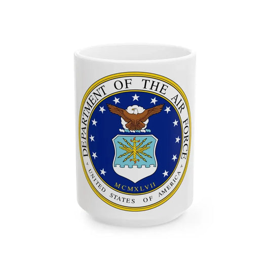 Seal of the United States Department of the Air Force - White Coffee Mug 15oz - Go Mug Yourself