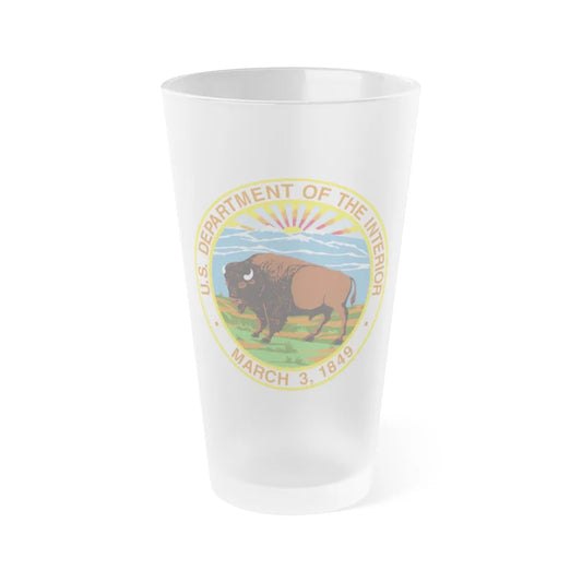 Seal of the United States Department of the Interior - Frosted Pint Glass 16oz-16oz-Frosted-Go Mug Yourself