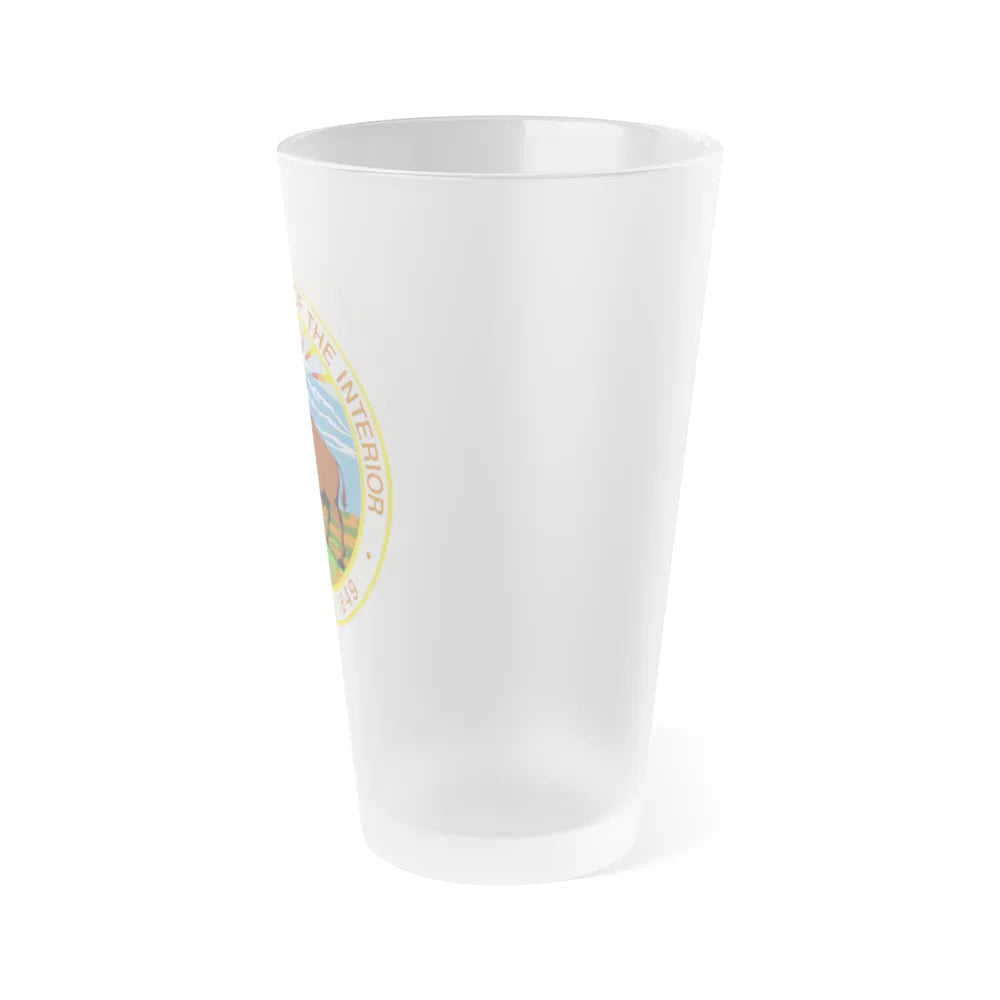 Seal of the United States Department of the Interior - Frosted Pint Glass 16oz-Go Mug Yourself