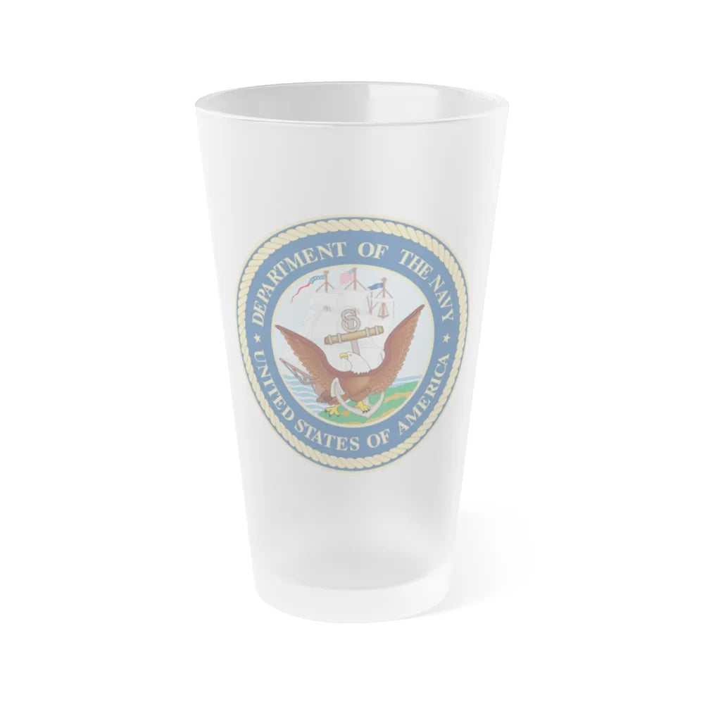 Seal of the United States Department of the Navy - Frosted Pint Glass 16oz-Go Mug Yourself