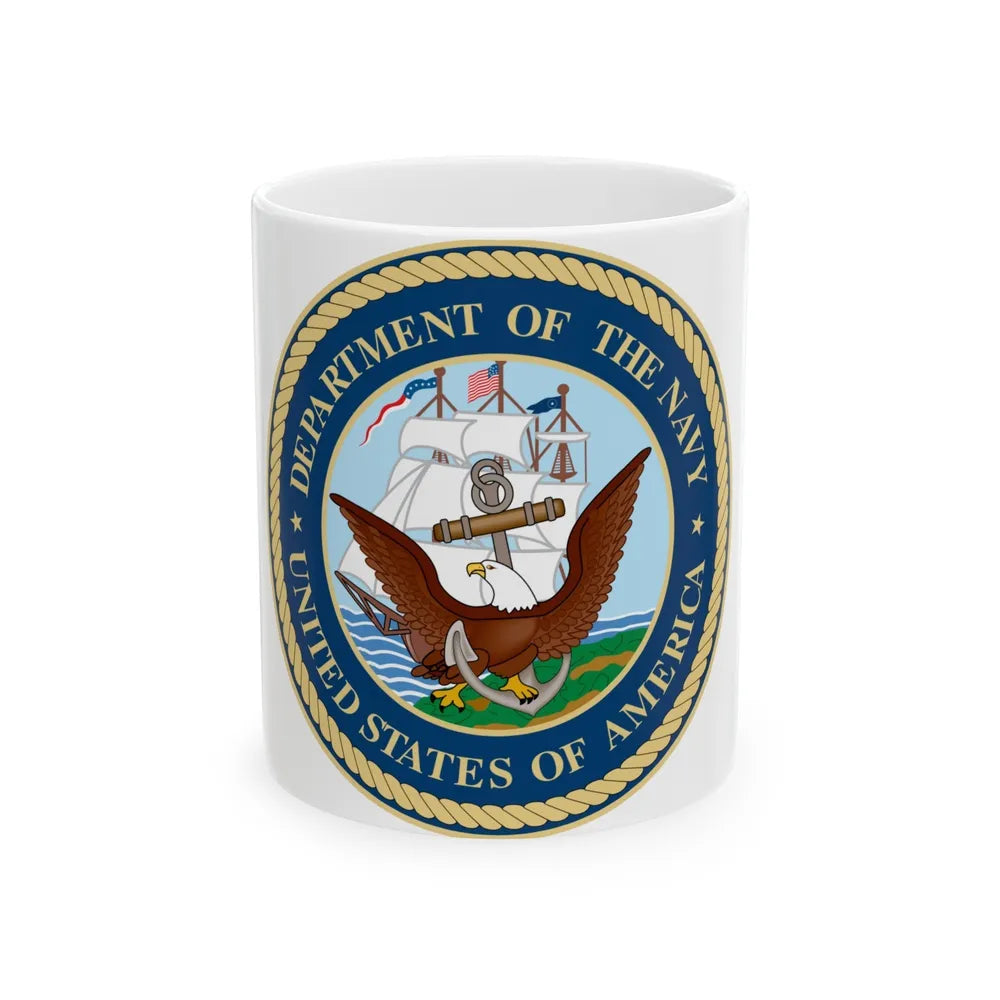 Seal of the United States Department of the Navy - White Coffee Mug-11oz-Go Mug Yourself