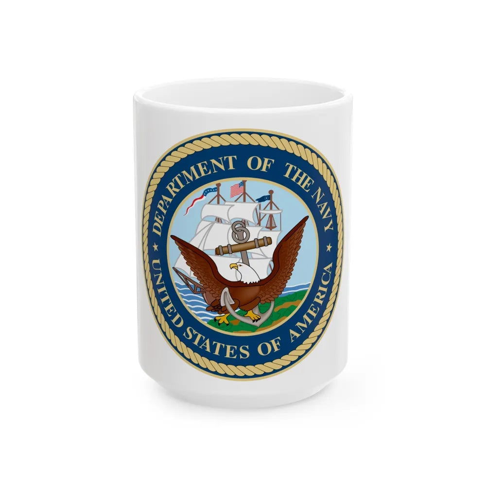 Seal of the United States Department of the Navy - White Coffee Mug-15oz-Go Mug Yourself