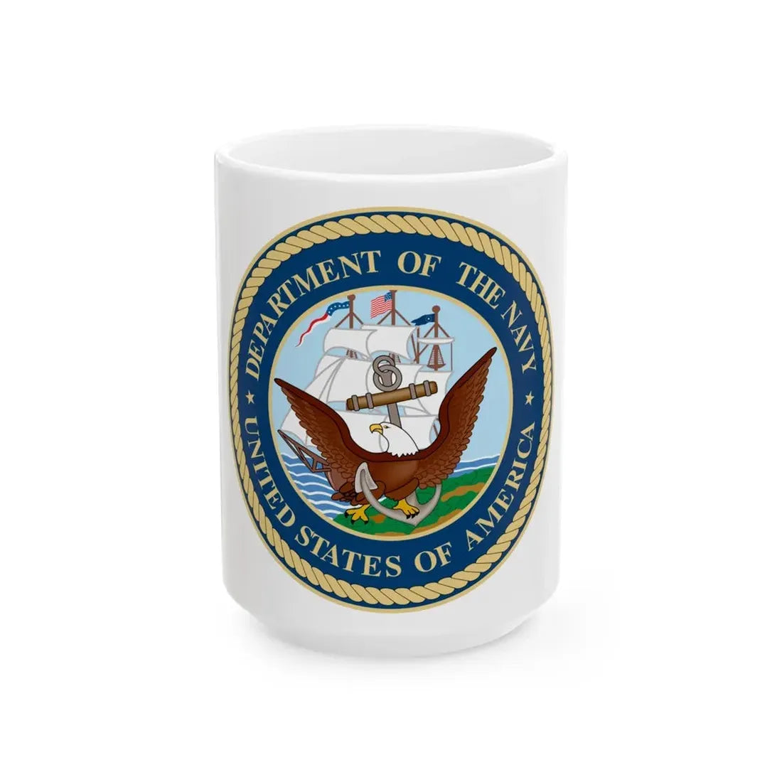 Seal of the United States Department of the Navy - White Coffee Mug 15oz - Go Mug Yourself