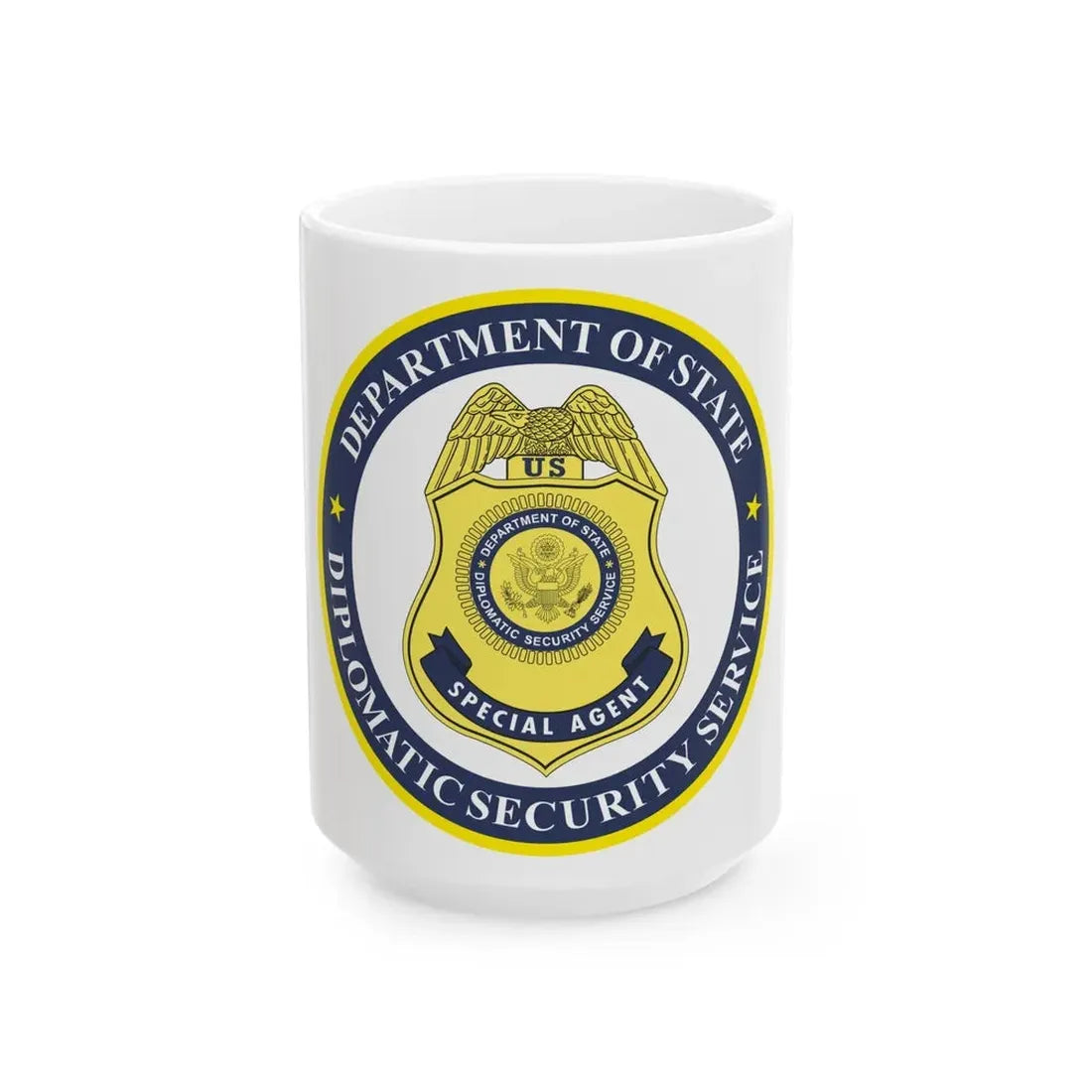 Seal of the United States Diplomatic Security Service - White Coffee Mug 15oz - Go Mug Yourself