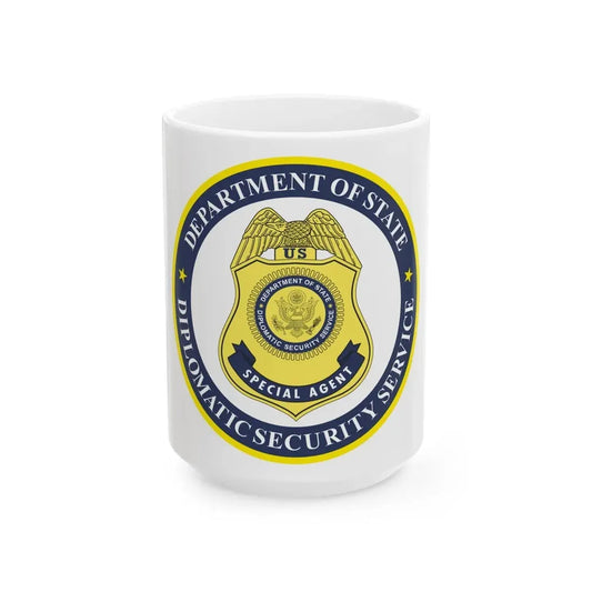 Seal of the United States Diplomatic Security Service - White Coffee Mug 15oz - Go Mug Yourself