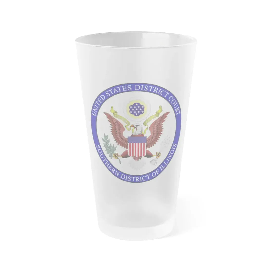 Seal of the United States District Court for the Southern District of Illinois - Frosted Pint Glass 16oz 16oz Frosted - Go Mug Yourself