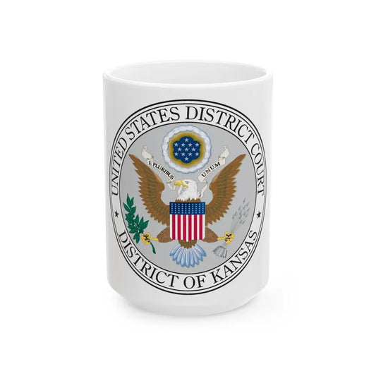 Seal of the United States District Court for the the District of Kansas - White Coffee Mug-15oz-Go Mug Yourself