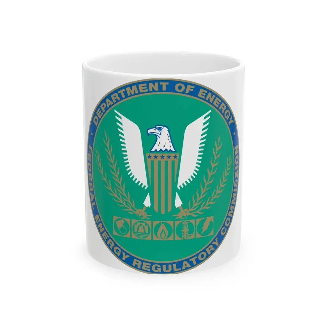 Seal of the United States Federal Energy Regulatory Commission - White Coffee Mug 11oz - Go Mug Yourself