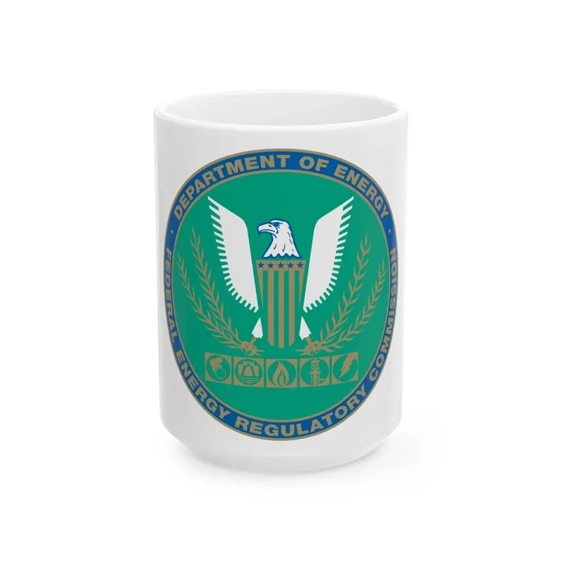 Seal of the United States Federal Energy Regulatory Commission - White Coffee Mug 15oz - Go Mug Yourself