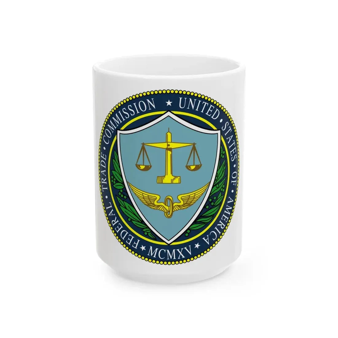 Seal of the United States Federal Trade Commission - White Coffee Mug 15oz - Go Mug Yourself