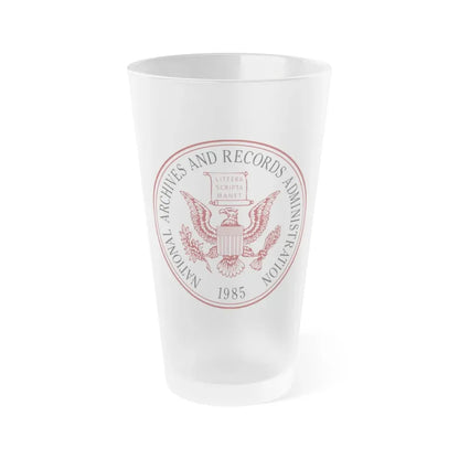 Seal of the United States National Archives and Records Administration - Frosted Pint Glass 16oz 16oz Frosted - Go Mug Yourself