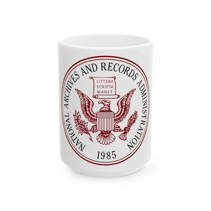 Seal of the United States National Archives and Records Administration - White Coffee Mug 15oz - Go Mug Yourself