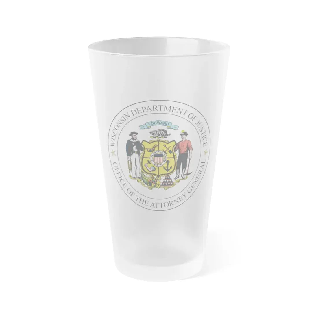Seal of the Wisconsin Attorney General - Frosted Pint Glass 16oz 16oz Frosted - Go Mug Yourself