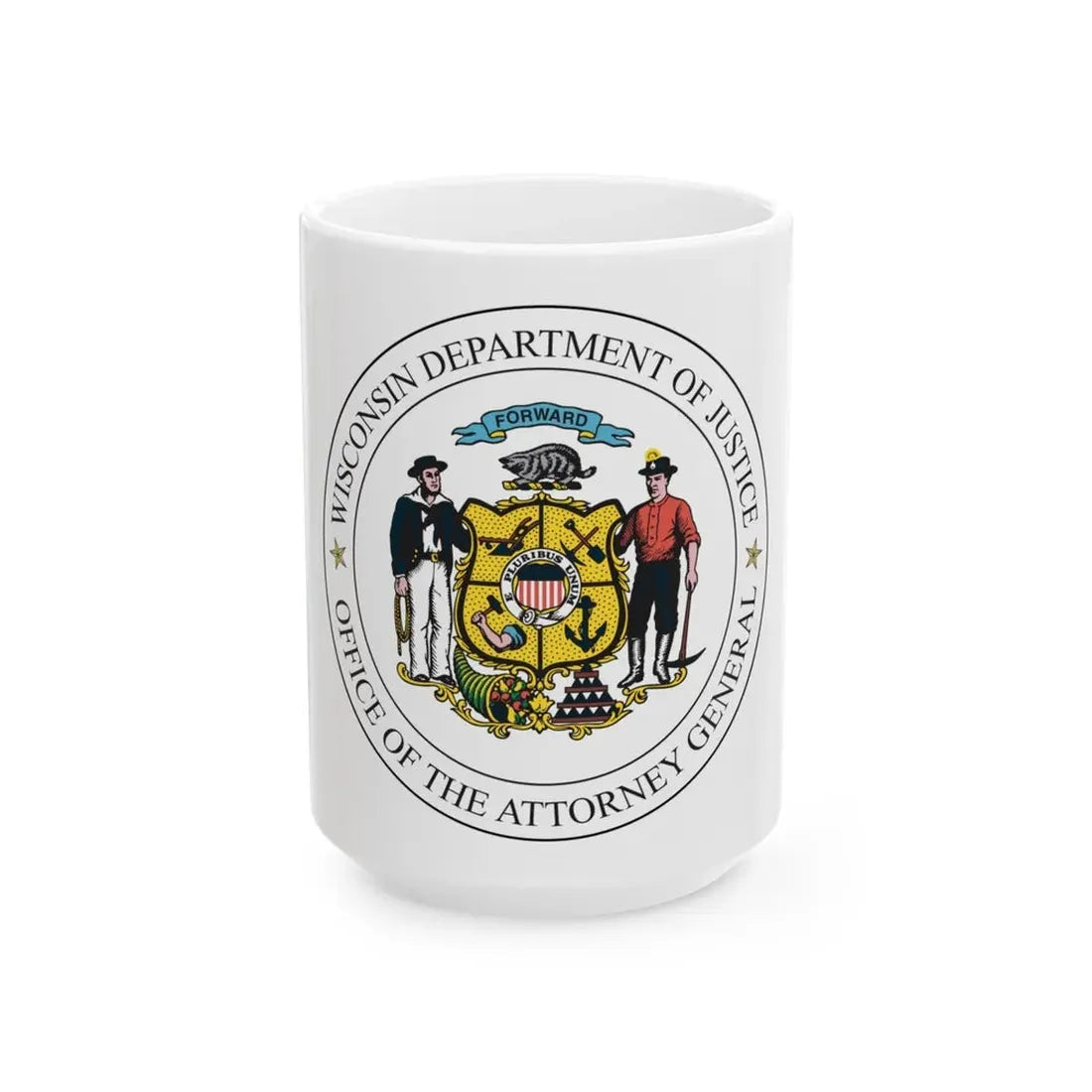 Seal of the Wisconsin Attorney General - White Coffee Mug 15oz - Go Mug Yourself