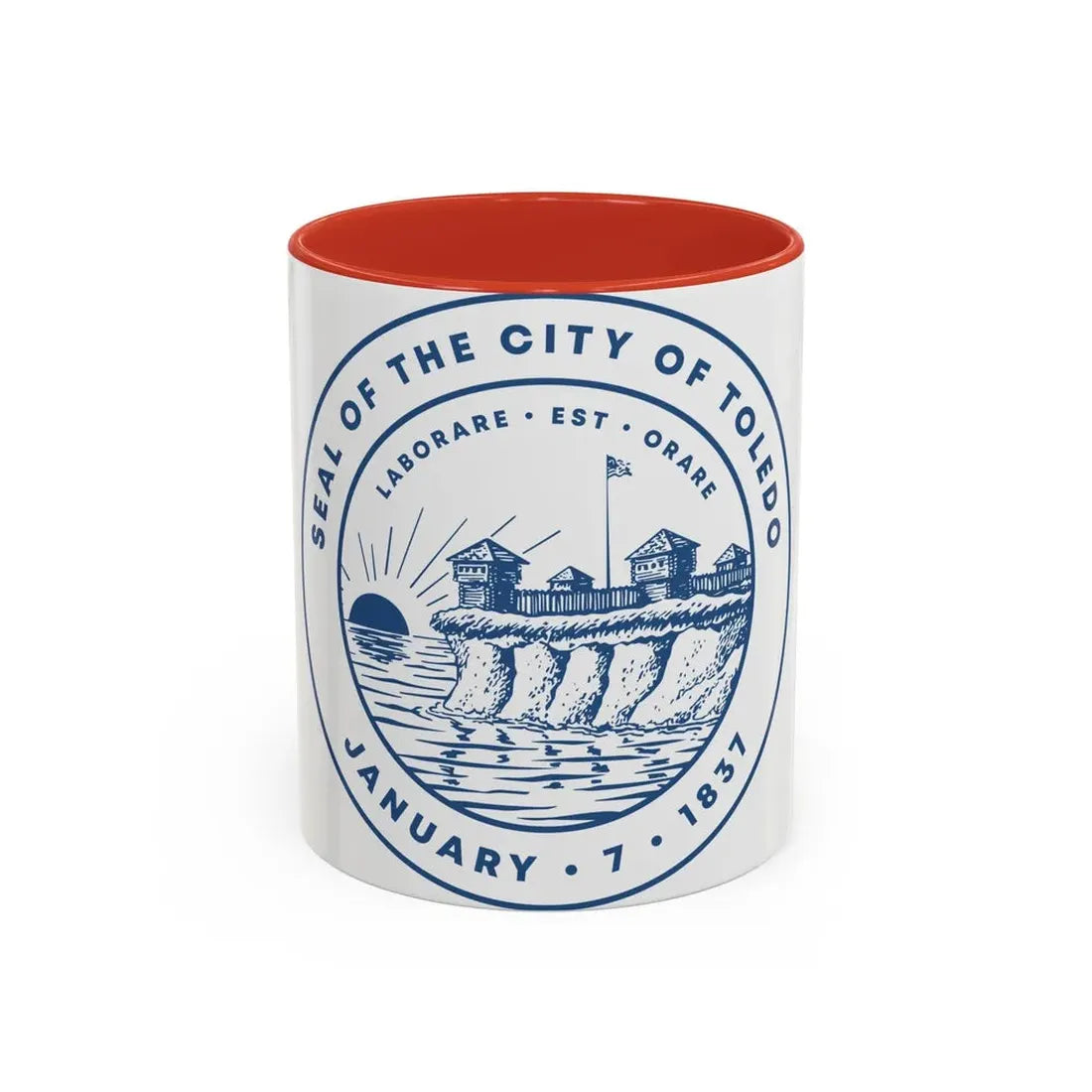 Seal of Toledo Ohio - Accent Coffee Mug 11oz Red - Go Mug Yourself