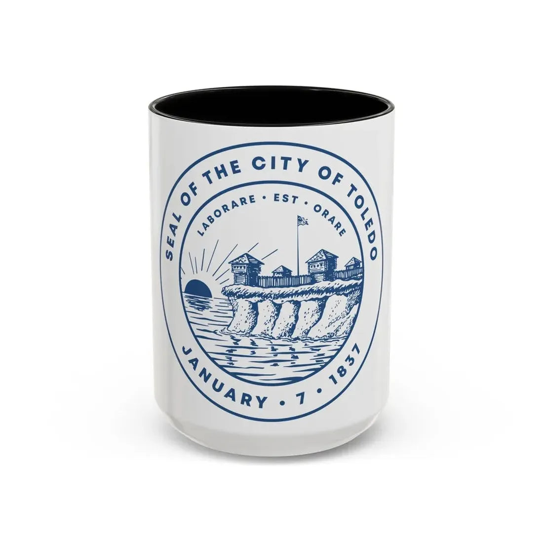Seal of Toledo Ohio - Accent Coffee Mug 15oz Black - Go Mug Yourself