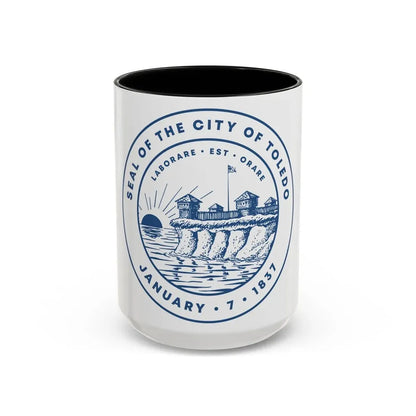 Seal of Toledo Ohio - Accent Coffee Mug 15oz Black - Go Mug Yourself