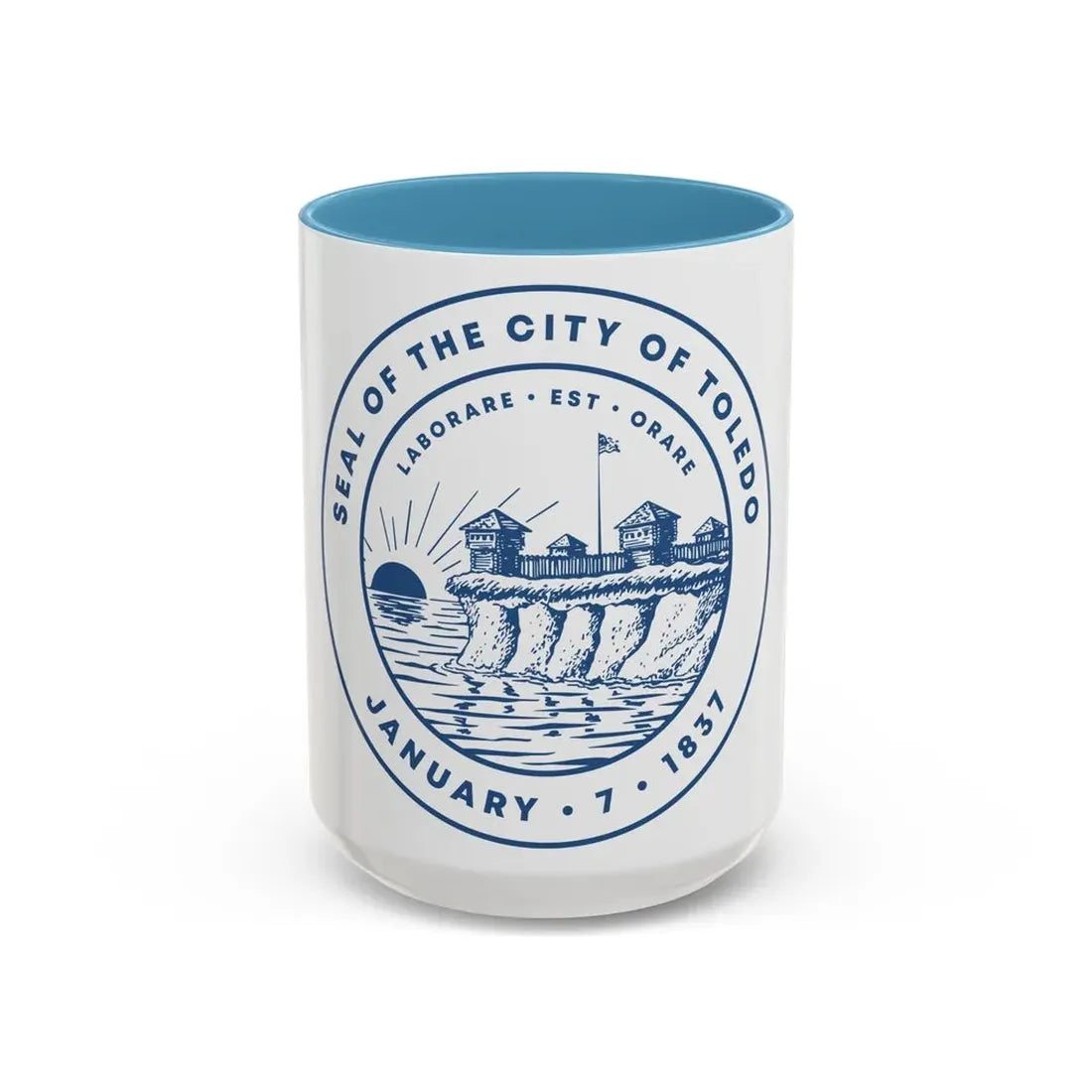 Seal of Toledo Ohio - Accent Coffee Mug 15oz Light Blue - Go Mug Yourself