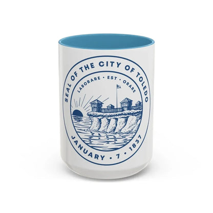 Seal of Toledo Ohio - Accent Coffee Mug 15oz Light Blue - Go Mug Yourself