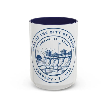 Seal of Toledo Ohio - Accent Coffee Mug 15oz Navy - Go Mug Yourself