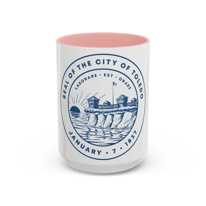 Seal of Toledo Ohio - Accent Coffee Mug 15oz Pink - Go Mug Yourself