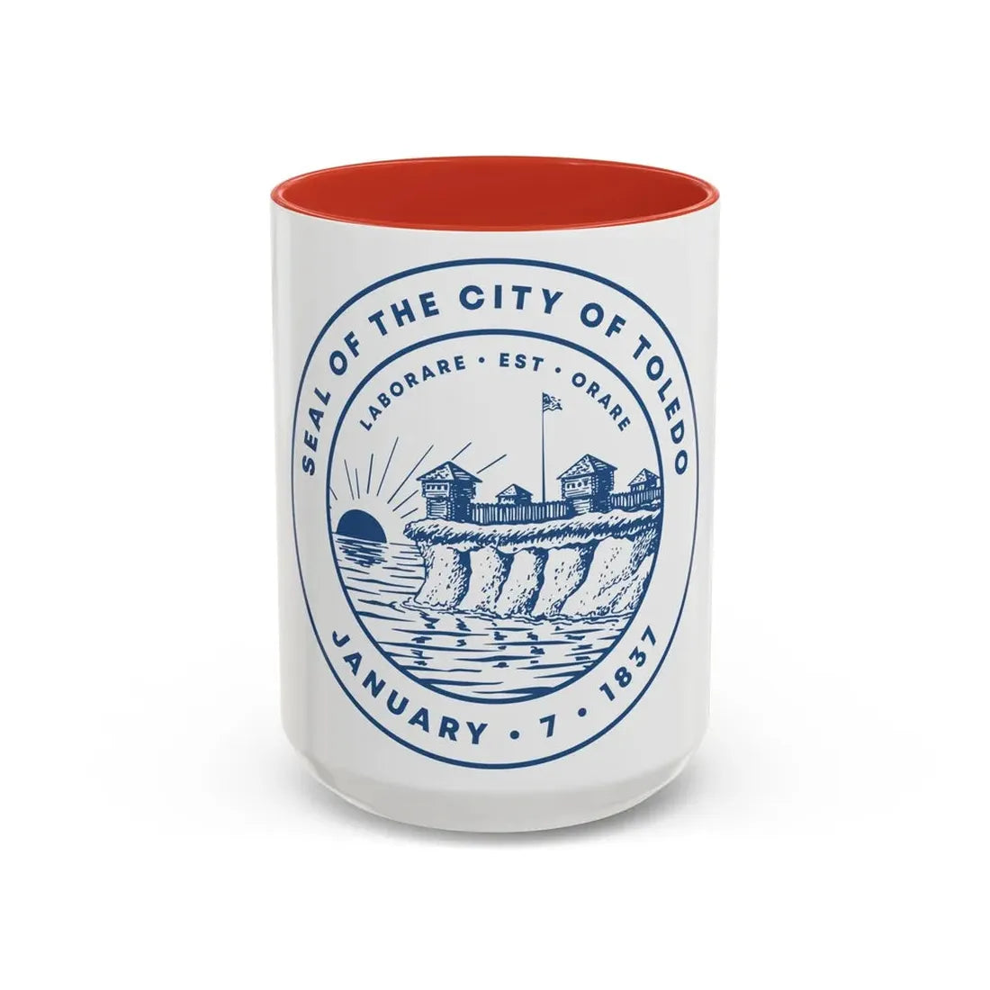 Seal of Toledo Ohio - Accent Coffee Mug 15oz Red - Go Mug Yourself