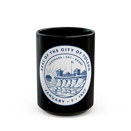 Seal of Toledo Ohio - Black Coffee Mug-15oz-Go Mug Yourself