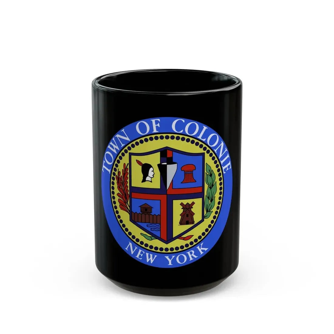 Seal of town of Colonie - Black Coffee Mug 15oz - Go Mug Yourself