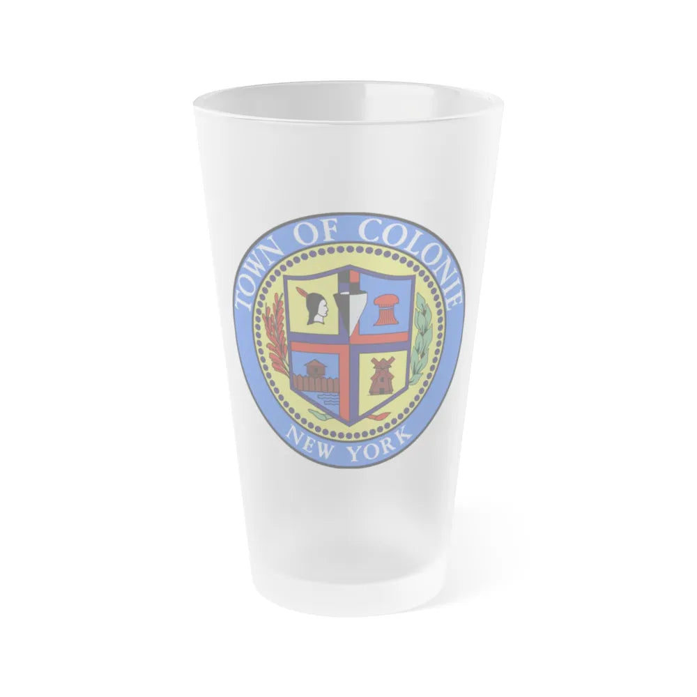 Seal of town of Colonie - Frosted Pint Glass 16oz-16oz-Frosted-Go Mug Yourself