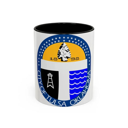 Seal of Tulsa Oklahoma - Accent Coffee Mug 11oz Black - Go Mug Yourself