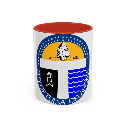Seal of Tulsa Oklahoma - Accent Coffee Mug 11oz Red - Go Mug Yourself