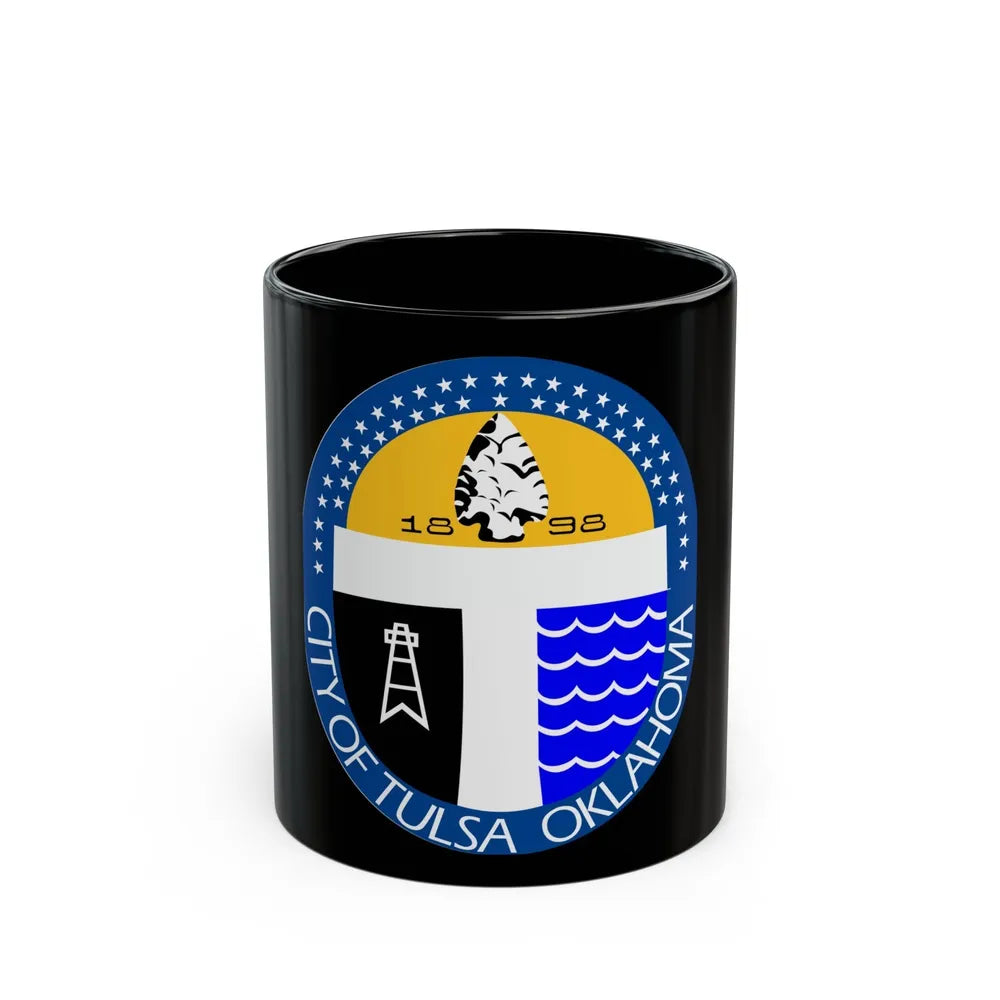 Seal of Tulsa Oklahoma - Black Coffee Mug-11oz-Go Mug Yourself