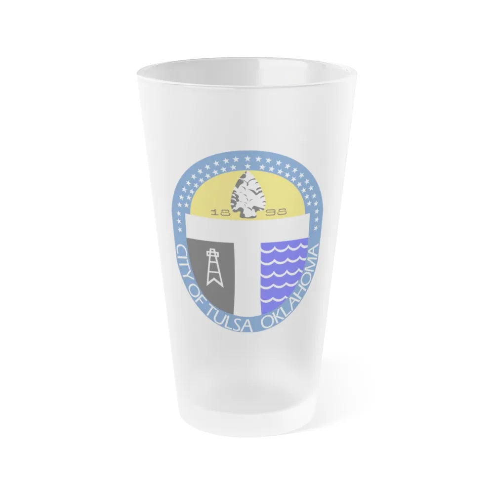 Seal of Tulsa Oklahoma - Frosted Pint Glass 16oz-16oz-Frosted-Go Mug Yourself