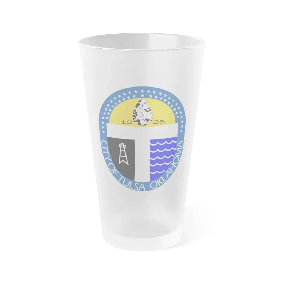 Seal of Tulsa Oklahoma - Frosted Pint Glass 16oz 16oz Frosted - Go Mug Yourself