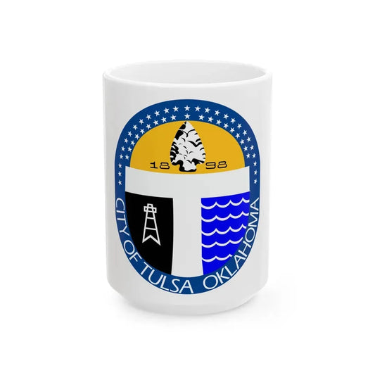 Seal of Tulsa Oklahoma - White Coffee Mug 15oz - Go Mug Yourself