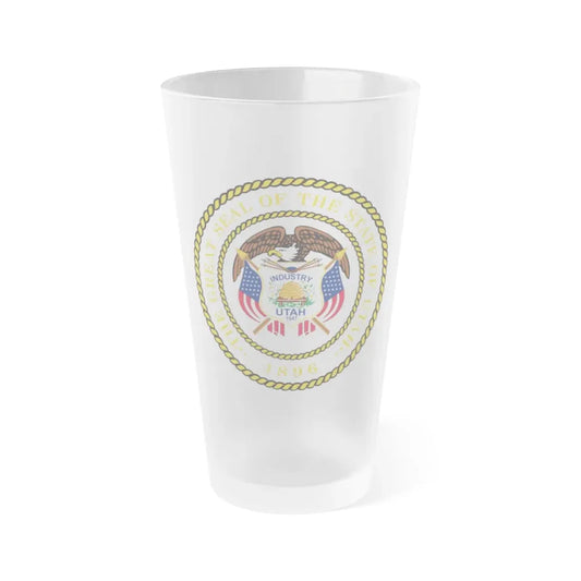Seal of Utah - Frosted Pint Glass 16oz 16oz Frosted - Go Mug Yourself